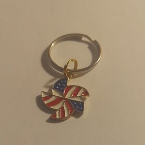 Patriotic Pinwheel Charm Keychain